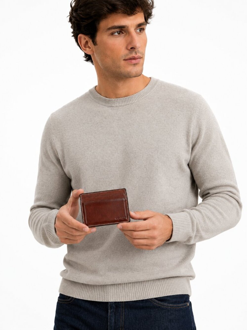 Coach Brown Smooth Leather Money Clip Card Case